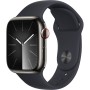 Apple Watch S9 41mm 9 41mm Graphite Stainless Steel Case with Midnight Sport Band S/M
