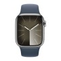 Apple Watch S9 41mm Silver Stainless Steel Case with Sport Band Storm Blue S/M