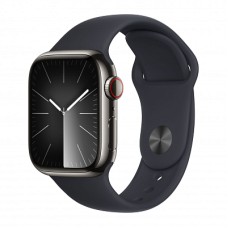 Apple Watch Series 9 45mm Graphite Steel Case with Sport Band Midnight S/M