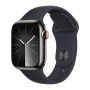 Apple Watch Series 9 45mm Graphite Steel Case with Sport Band Midnight S/M