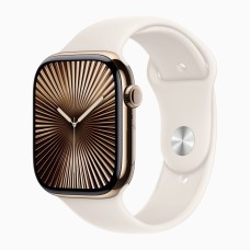 Apple Watch S10 42mm Gold Titanium Case with Starlight Sport Band S/M (US)