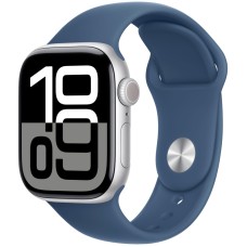 Apple Watch S10 GPS + Cellular 42mm Silver Aluminium Case with Denim Sport Band M/L